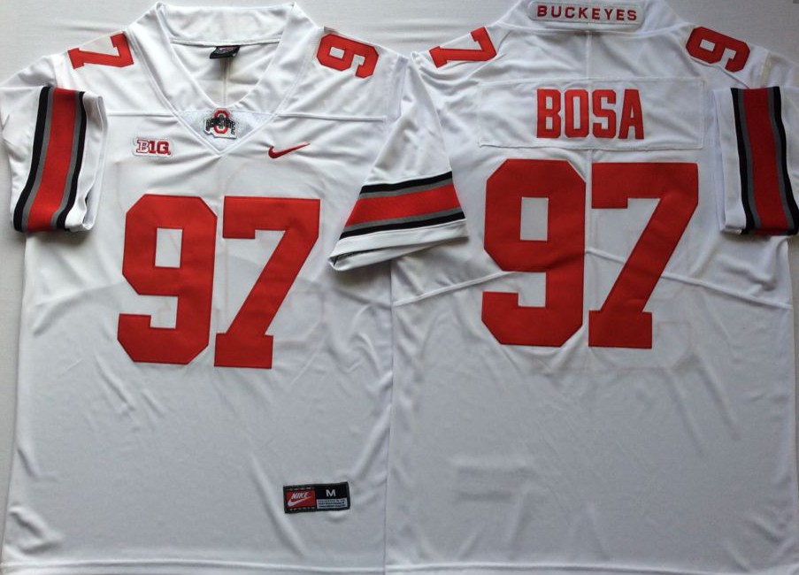 Men Ohio State Buckeyes #97 Bosa White Nike NCAA Jerseys